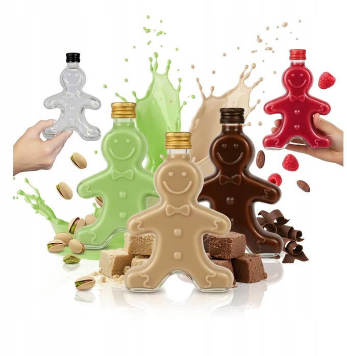 Bimberek - Glazen Flessen Set - 250 ml - Koekjesvorm - Geschenkset