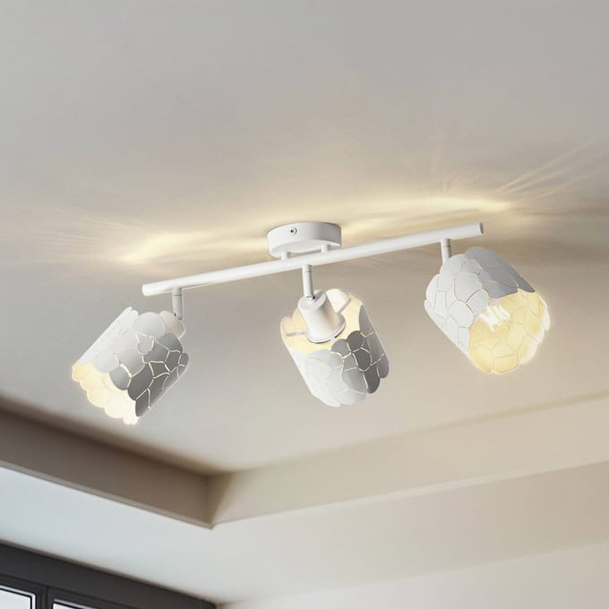 Lindby - plafondlamp - 3lichts - Metaal - H: 15 cm - E27 - wit