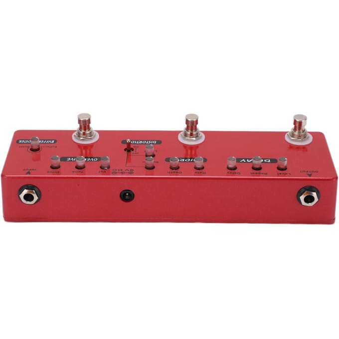Gitaarpedaal Multi-effecten Metaal Allin1 True Bypass Buffer voor Elektrische Bas DC 9V red