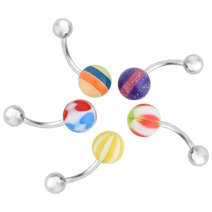 110 stks/set Tong Neus Navel Ringen Gemengde Rvs Body Piercing Sieraden white