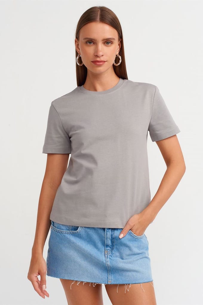 Dames Katoenen Crew Neck T-Shirt