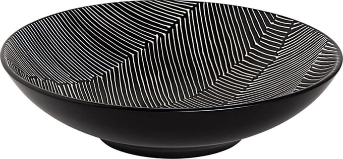 Palmer - Leaf - Schaal - Kom - Reliëf - 70 cl - ø 19 cm - Zwart - Stoneware - Bordenset