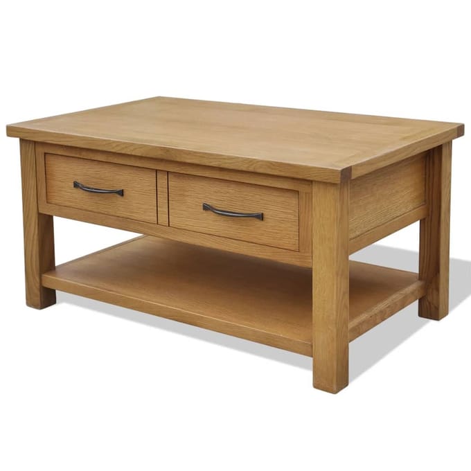 vidaXL - Salontafel - 88x53x45 - cm - massief - eikenhout