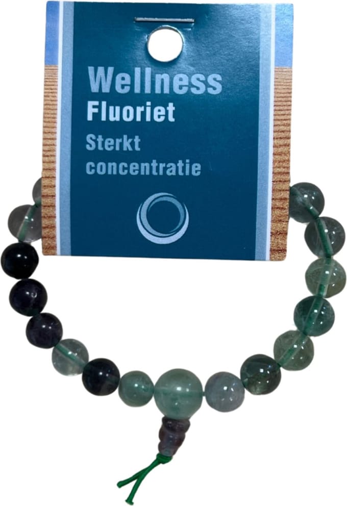 Fluoriet regenboog powerbead armband + kaart