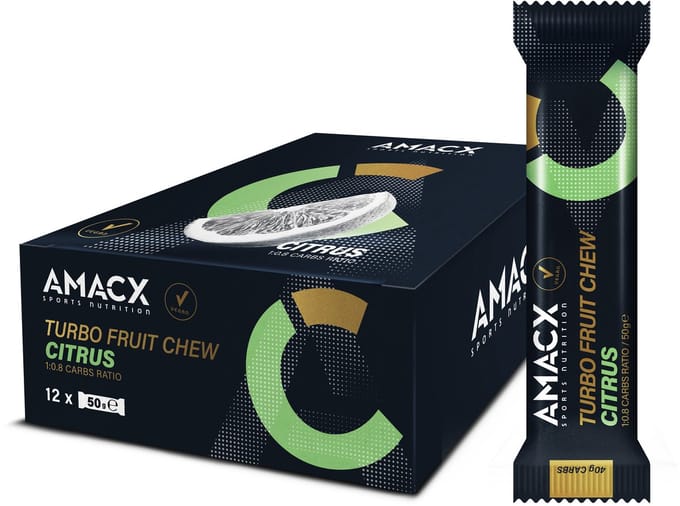 Amacx Turbo Fruit Chew Citrus - Energie reep - Bar - Energy gums - 12 pack