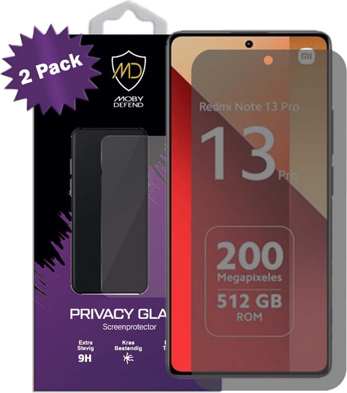 2-Pack MobyDefend Screenprotectors - Geschikt voor Xiaomi Redmi Note 13 Pro 4G - HD Privacy Glass Screensavers