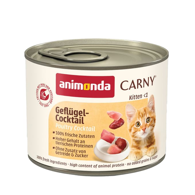 12 x 200 g Gevogelte-cocktail Kitten  animonda Carny  Kattenvoer