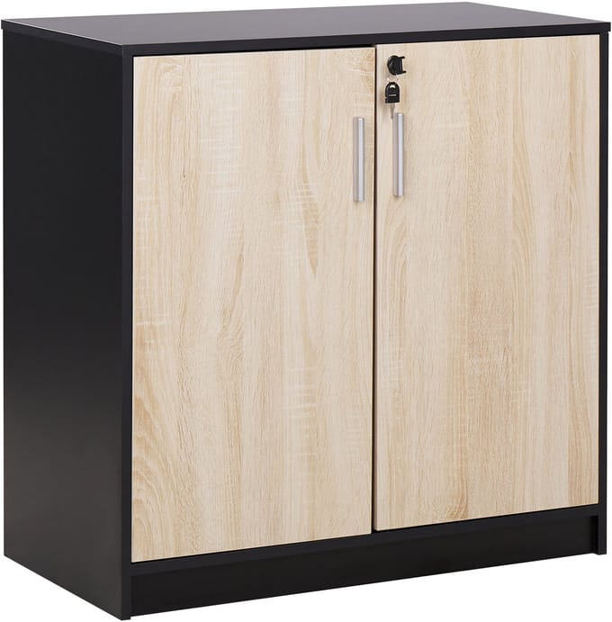 ZEHNA - Sideboard 2 deuren - Lichthout/Zwart - Vezelplaat