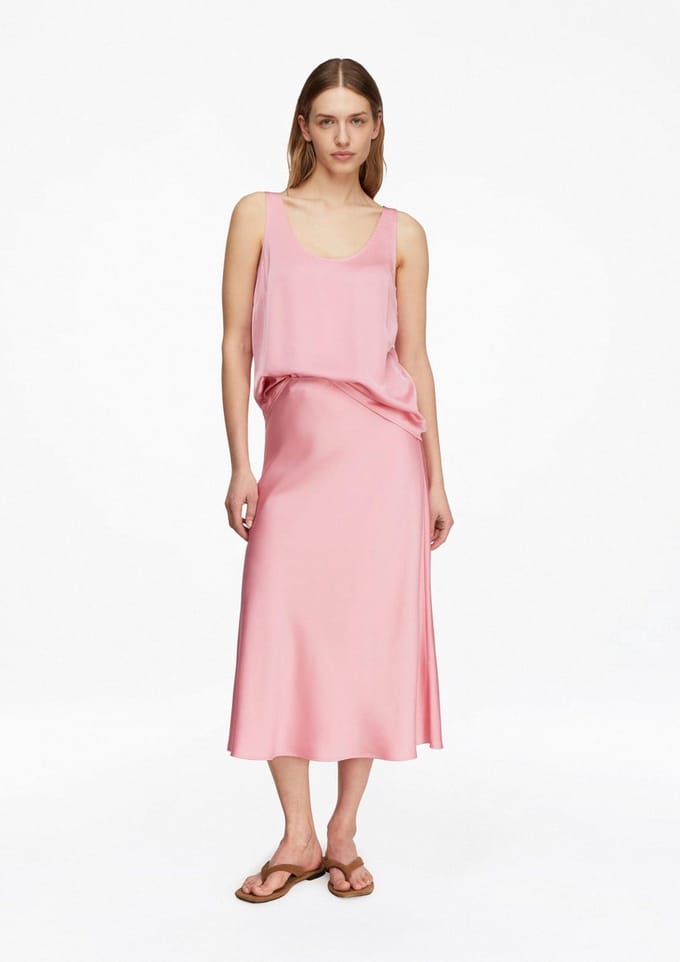 Hoge Taille Satin Glanzende Midi Rok Dames COMMA