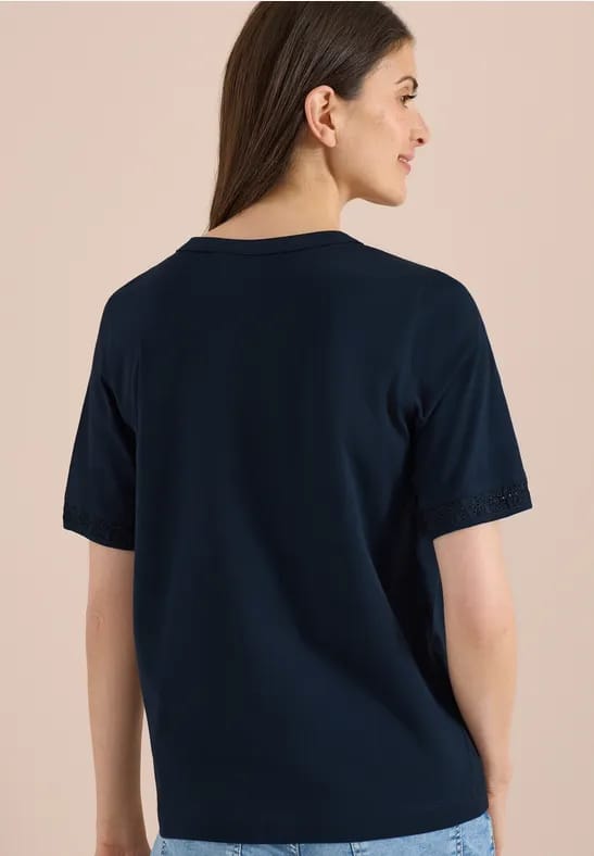 Shirt met gespleten hals en haakband