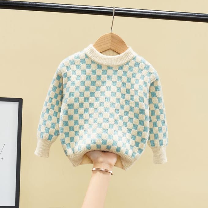 Pull pour enfants Pull tricoté Pull de base slim pour enfants Pull ras du cou 130 du lac bleu
