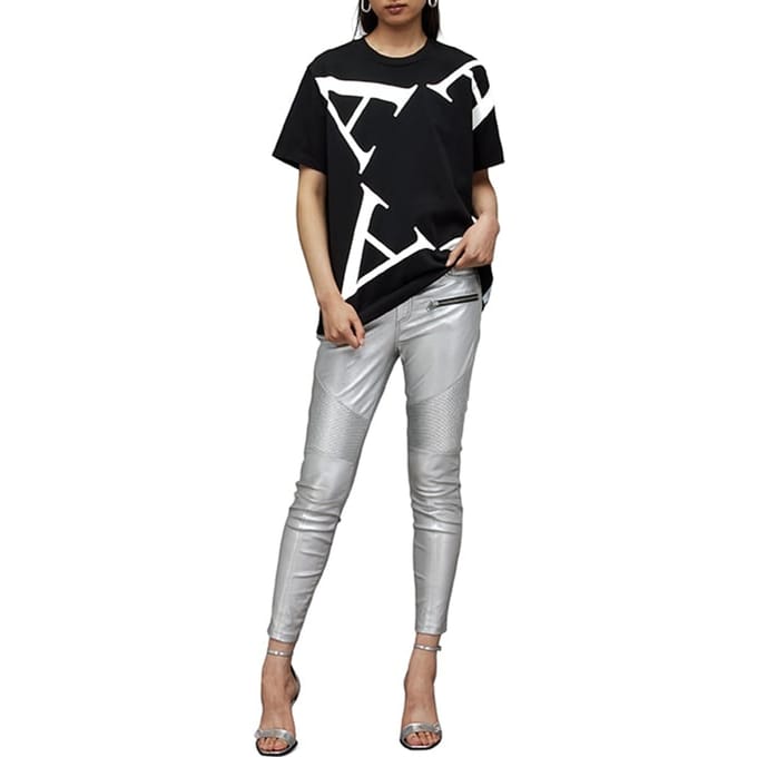 AllSaints Astar Bf Tee Black/white Taglia: XS | Maglie Sportivi Outlet | Donna | Nero
