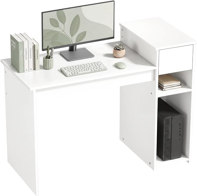 HOMCOM Bureau met planken - Spaanplaat, metaal - 108 x 50 x 82 cm - Wit
