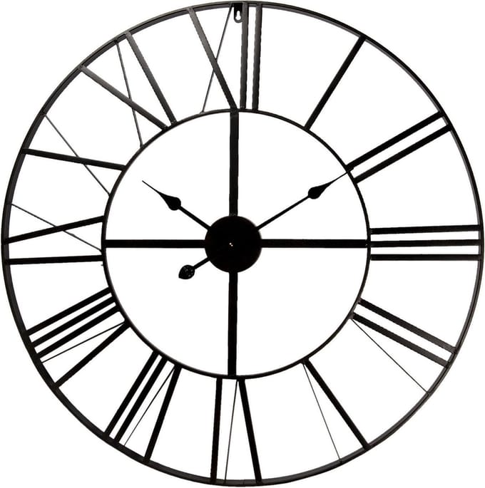 Clayre & Eef Wandklok Ø 80 cm Zwart Metaal