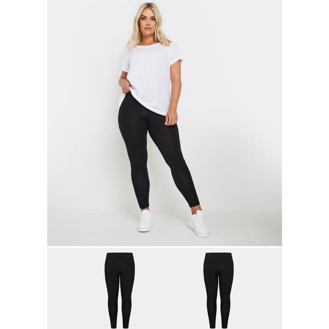Yours 2 Paar Zachte Leggings Van Viscose In Zwartsize Regular > 58