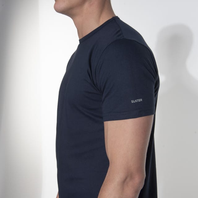 Slater 7510 - BASIC FIT 2-pack T-shirt ronde hals korte mouw navy S 100% katoen