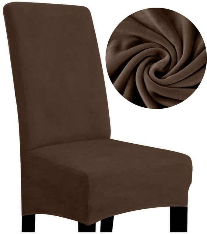Luxe Velours Stoelhoes - Maat L - Hoge Rug (70cm) - Bruin