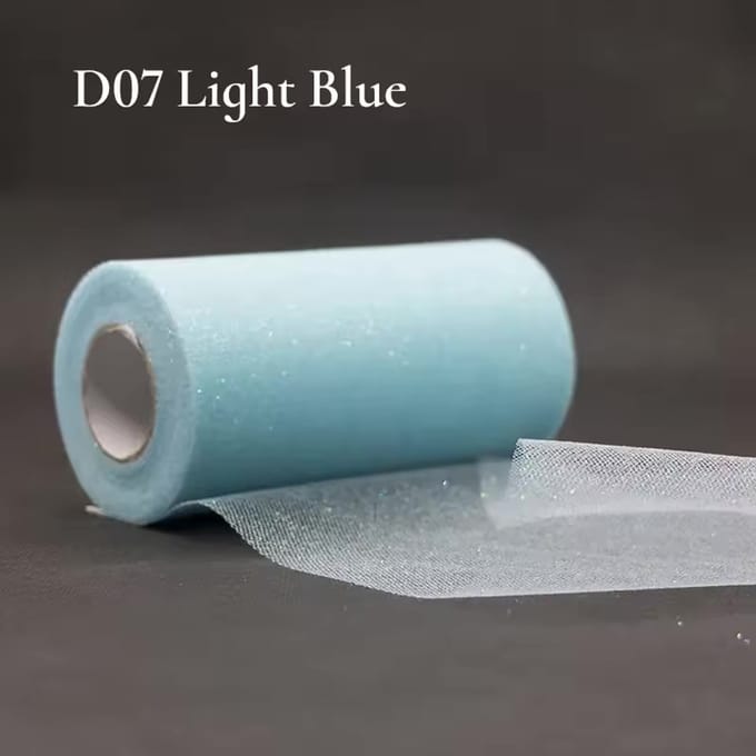 Glitter tule - Licht Blauw - 22,8 meter