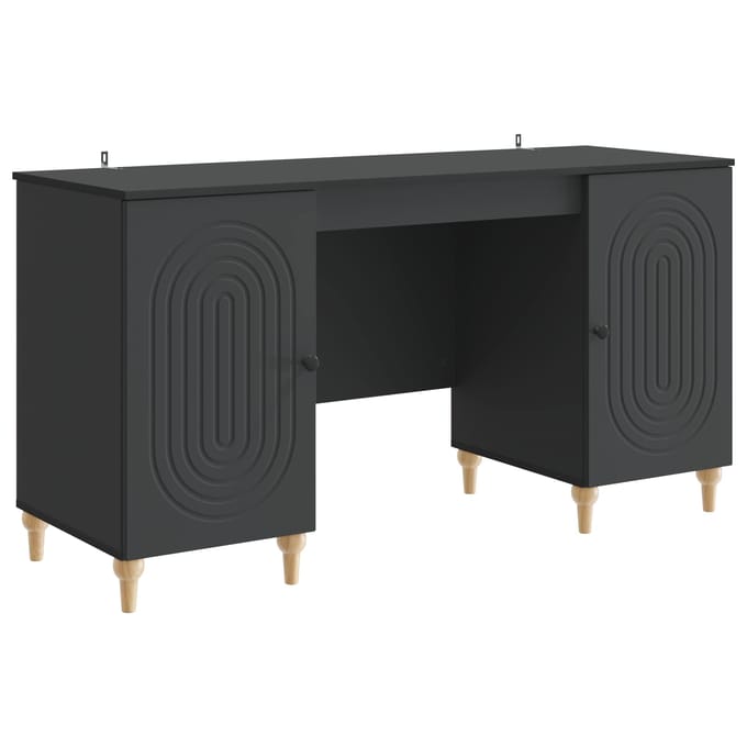 vidaXL - Bureau - Zwart - 142,5 - x - 50 - x - 75 - cm - Bewerkt - hout