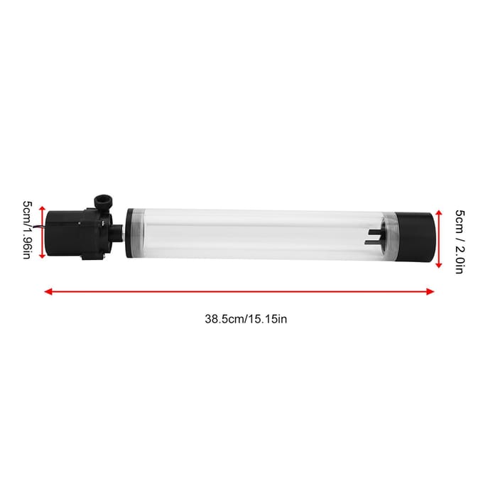 Acryl Computer DIY Waterkoeling Tank Cilinder Reservoir 19W Pomp G14 300mm 300mm black