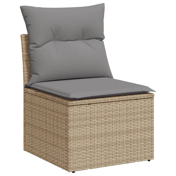 vidaXL - 13-delige - Loungeset - met - kussens - poly - rattan - gemengd - beige