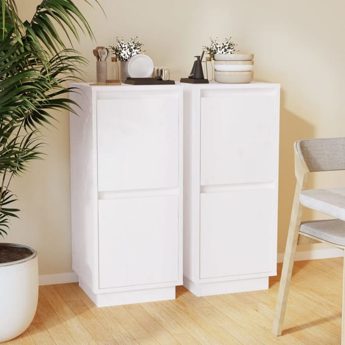 vidaXL - Dressoirs - 2 - st - 31,5x34x75 - cm - massief - grenenhout - wit