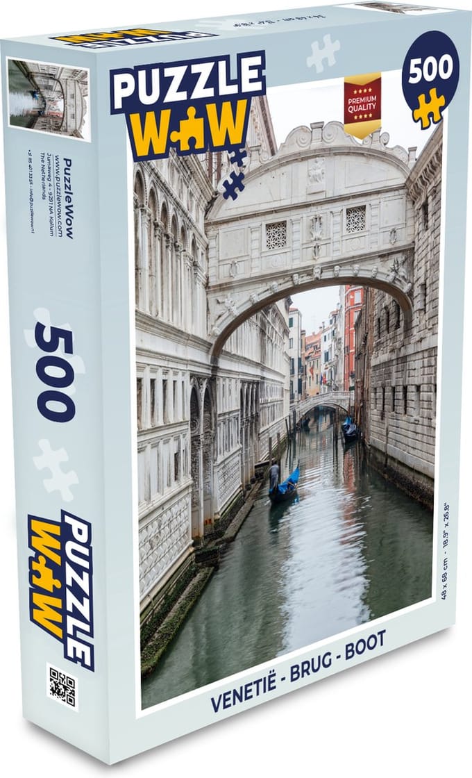 Puzzel Venetië - Brug - Boot - Legpuzzel - Puzzel 500 stukjes