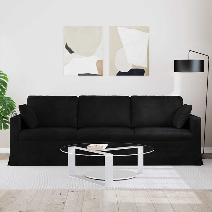vidaXL - Bank - Zwart - 228 - x - 78 - x - 80 - cm - Fluweel
