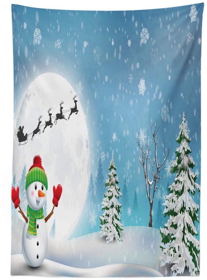 ABAKUHAUS Tafelkleed – 140x170 cm – Satijn, wasbaar – Wit/Blauw