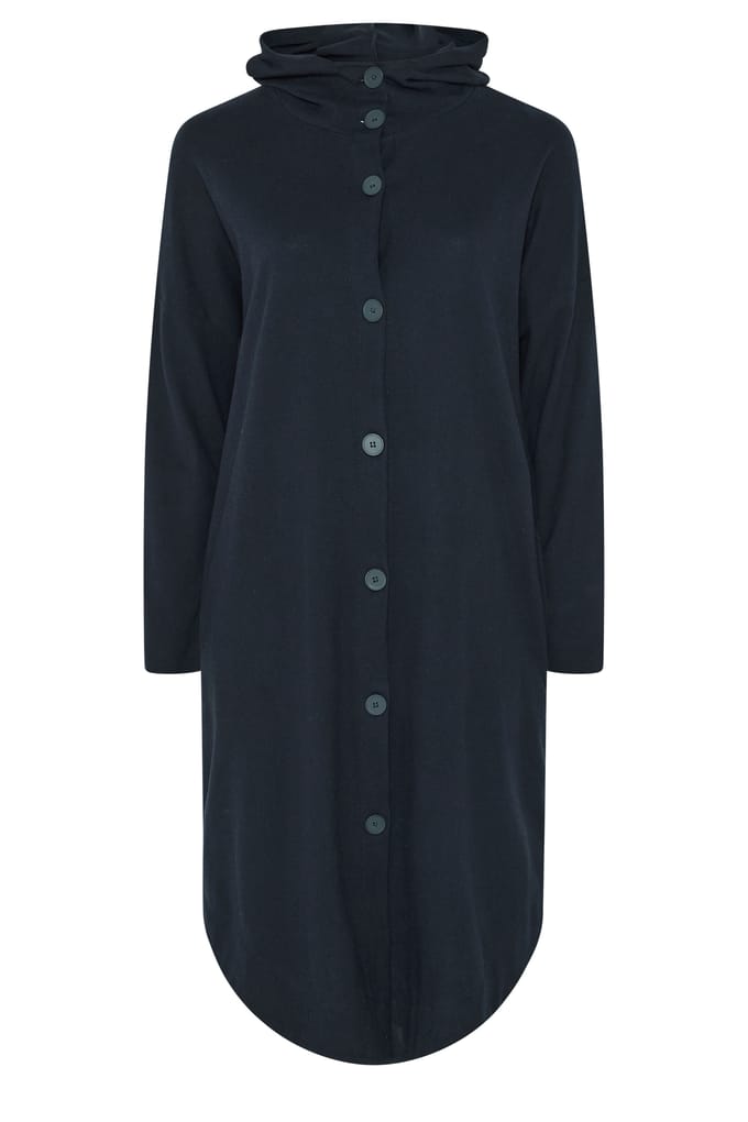 Yours Donkerblauwe Jas Met Knoopsluiting En Capuchon Size 58-60