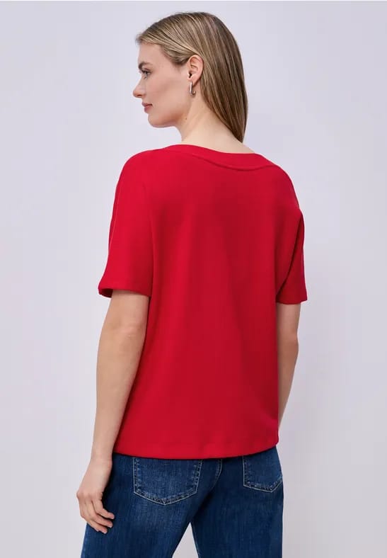 Shirt met overhangende schouders en geribd detail