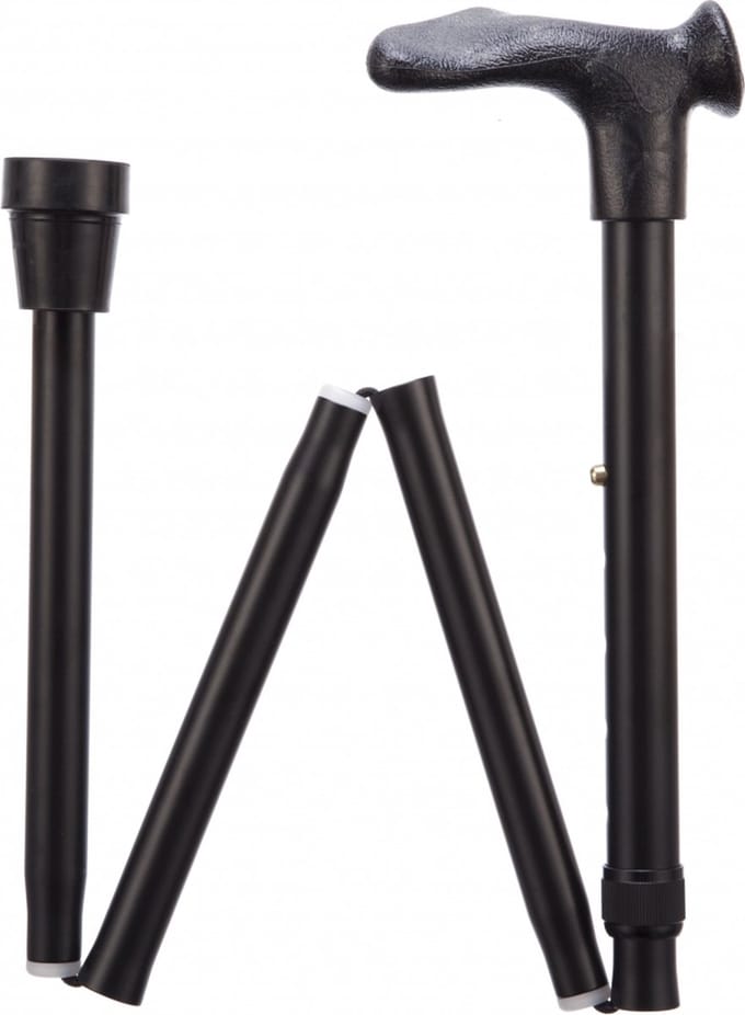 Opvouwbare wandelstok comfortgrip - zwart rechts