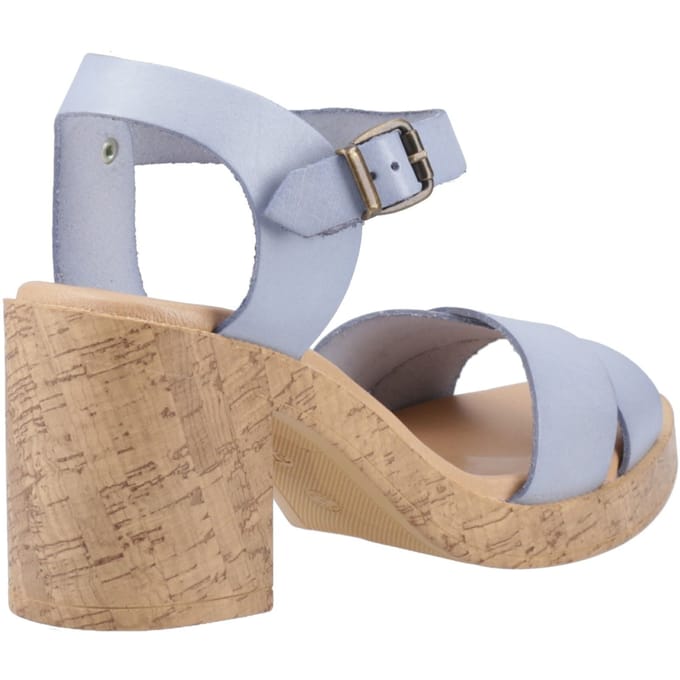Hush Puppies Georgia Kurk Leer Dames Blauwe Sandalen