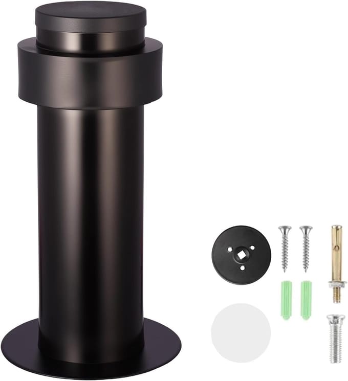 Deurstopper van roestvrij staal (Zwart/Black, 10cm/3.94in)