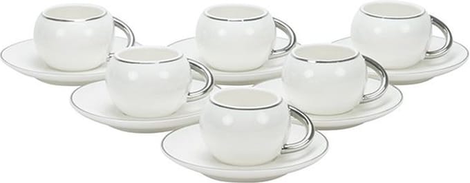 BRICARD ESPRESSO SET 2860 12/S-2 | WIT - ZILVER 12-DELIG