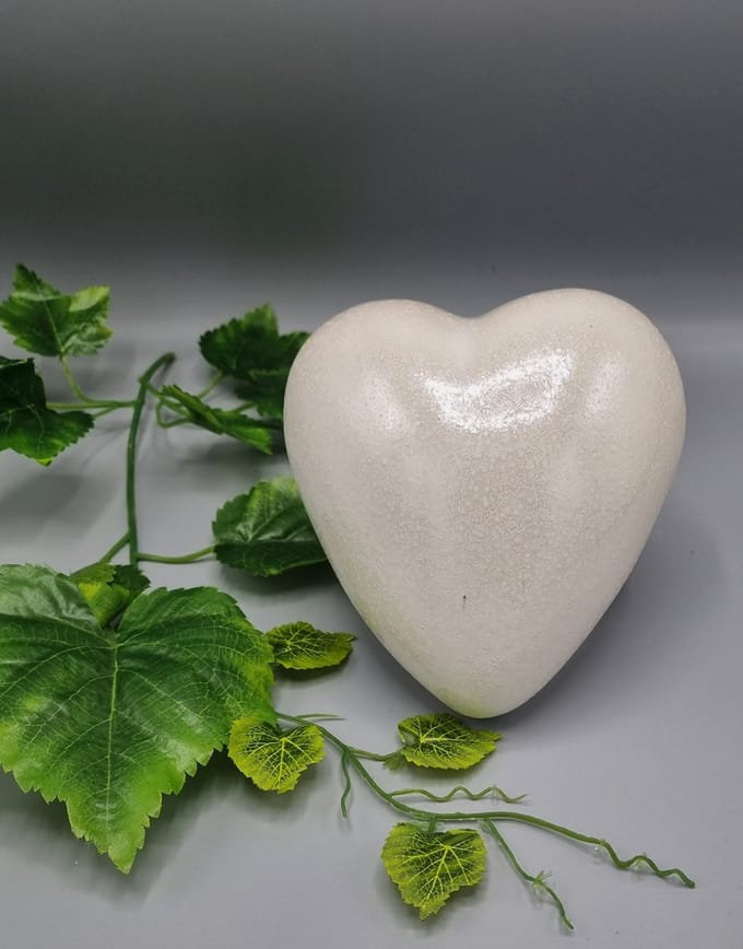 Urn - Keramiek - Hart - White Star - Wit - 800ml - 1 askamer - Hand-made