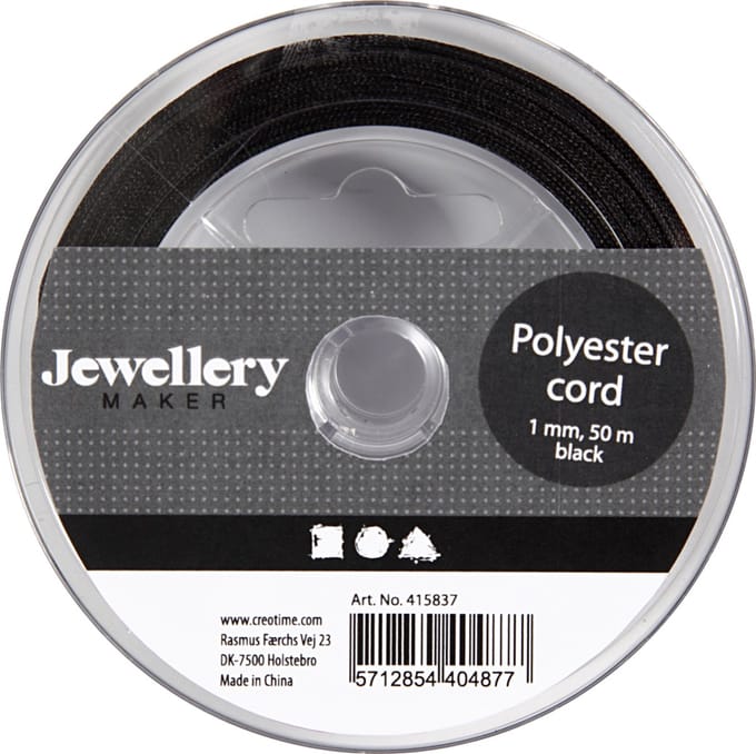 CC Polyester Koord 1 mm Zwart 50 m