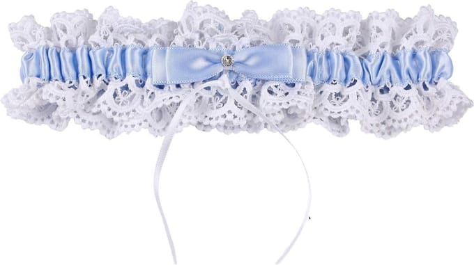 Bruidskousenband - Kanten band - Bruiloft accessoire - Elastisch katoen - Tot 63.5 cm - Blauw