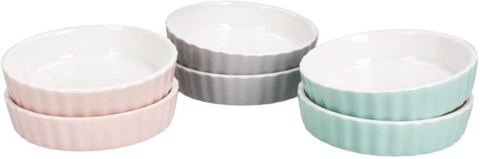 Set van 6 crème brûlée schaaltjes Emilia roze mintgrijs - 24320112