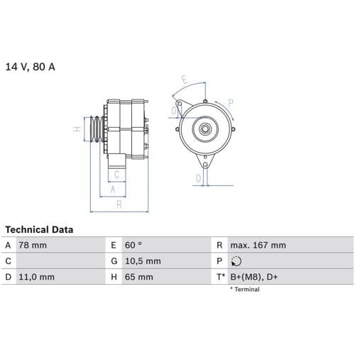 Driefasige generator BOSCH 0 986 034 120