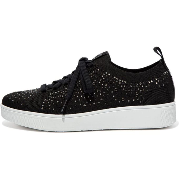 Fit Flop Dames Rally Crystal Gehaakte Sneakers (Zwart)