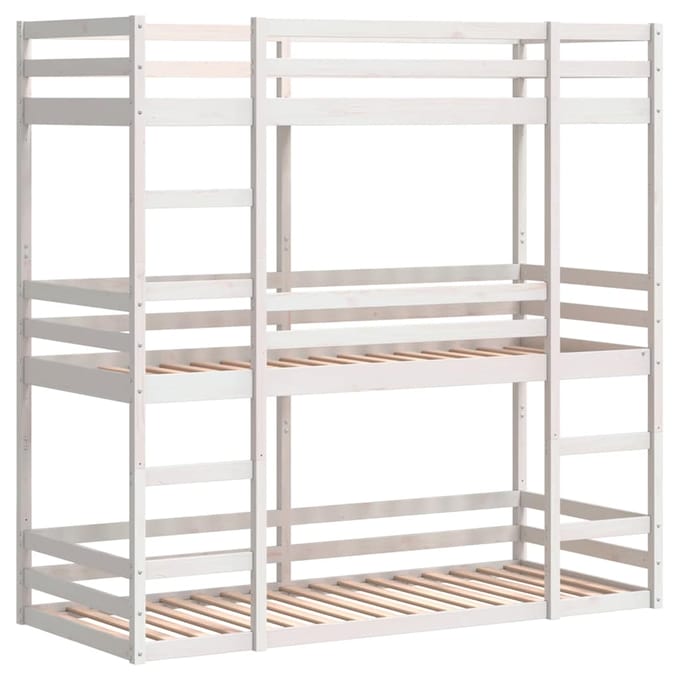 vidaXL - Stapelbed - 3-persoons - massief - grenenhout - wit - 90x190 - cm