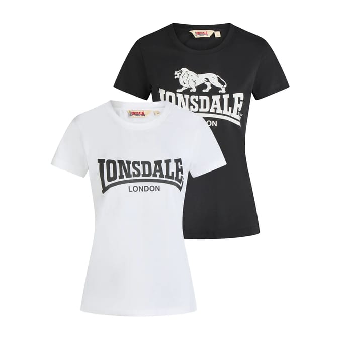 Lonsdale London Combe Double Pack Dames T-shirt - zwart - L
