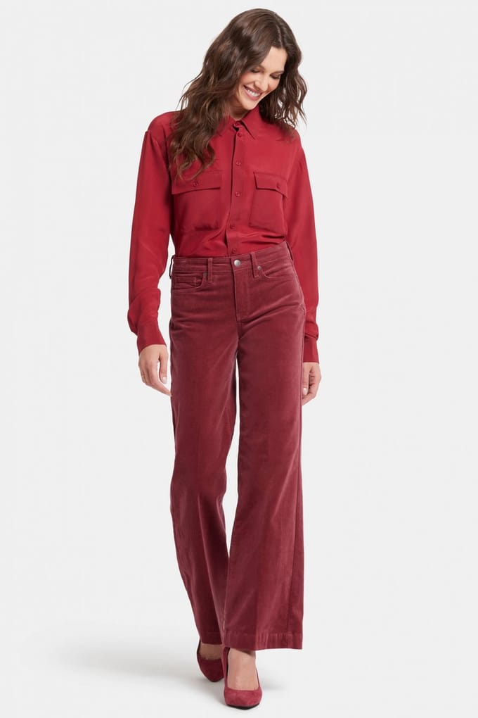 Teresa Wijde Pantalon Rood Corduroy