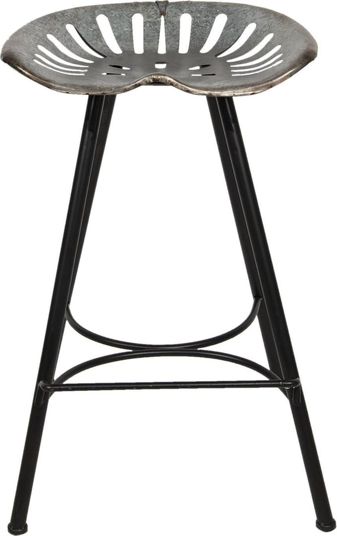 Clayre & Eef Barkruk 50x50x75 cm Grijs Ijzer Rond Kruk