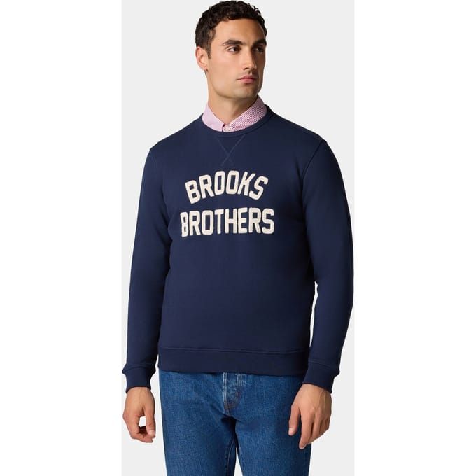 Brooks Brothers Terry Logo-embroidered Crewneck Sweatshirt Navy Größe: L | Pullover Outlet | Herren | Blau