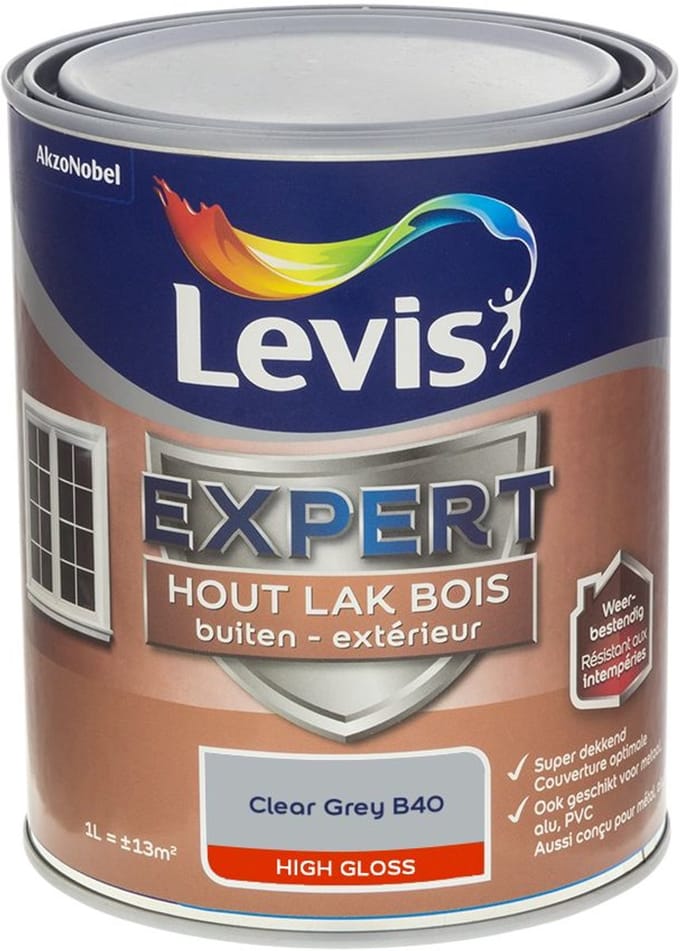 Levis - Expert Hout Lak Buiten High Gloss Mix - Clear Grey B40 - Mengverf - 1 L