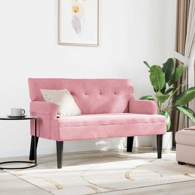vidaXL - Chesterfield - Bank - Roze - 112 - x - 65,5 - x - 75 - cm - Fluweel