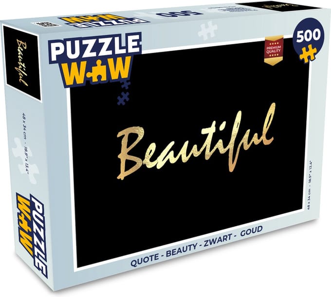Puzzel Quote - Beauty - Zwart - Goud - Legpuzzel - Puzzel 500 stukjes