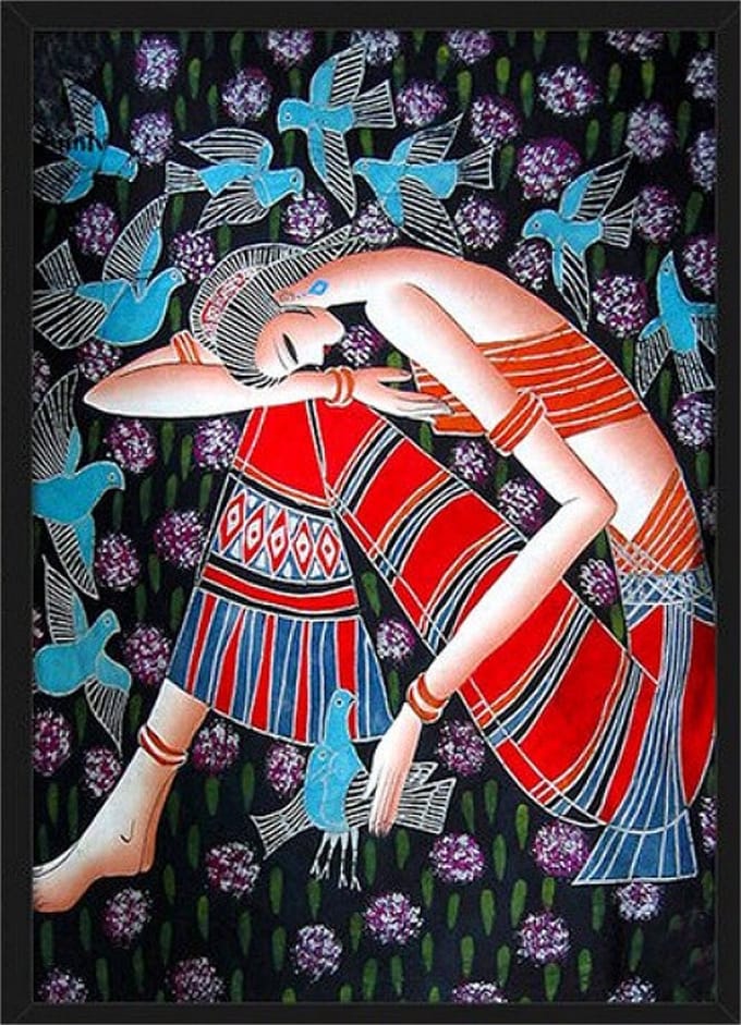 Allernieuwste.nl® Canvas Schilderij Mooie Oosterse Dame -2 - Modern - kleur - 40 x 60 cm